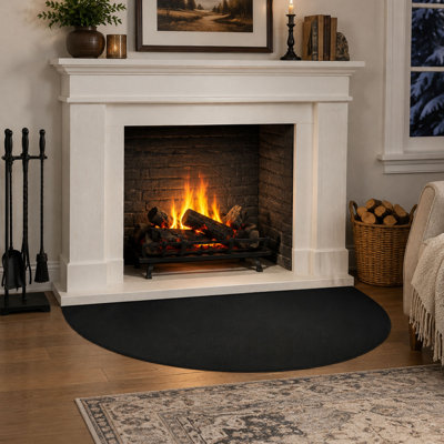 Fireproof Half Round Fireplace Hearth Mat
