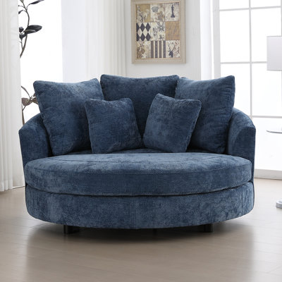 59.8" W Oversized Barrel Chair,Chenille Sofa Chair  With 5 Pillows