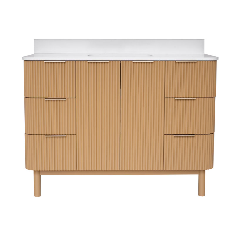 Belwood 48" Bathroom Vanity, Engineered White, Gold
