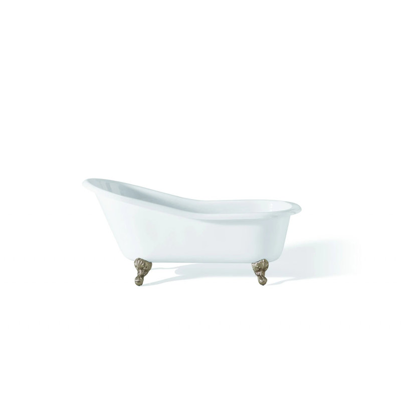 54'' L Soaking Bathtub, Polished Nickel, White Interior with White Exterior