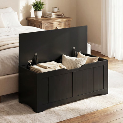 Banc de rangement avec plateau relevable 39,4 po, noir