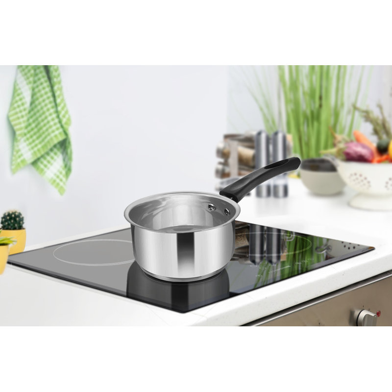 1L Stainless Steel Milk Pan, Silver Black