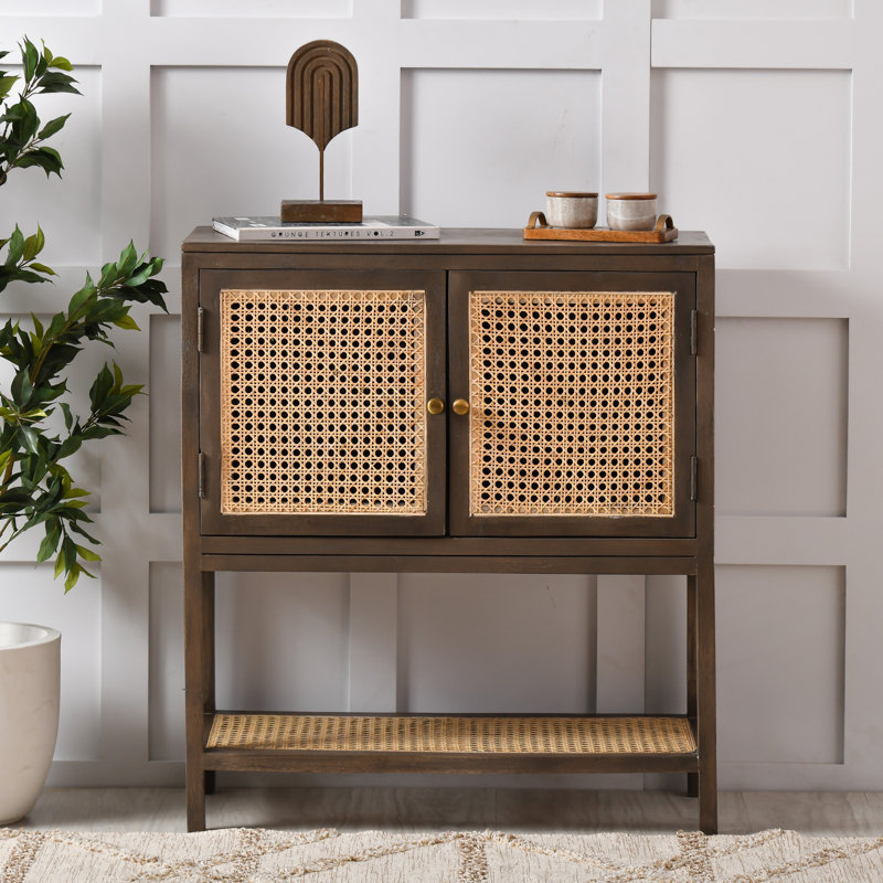 Forsan Solid Wood Accent Cabinet, Distressed Grey