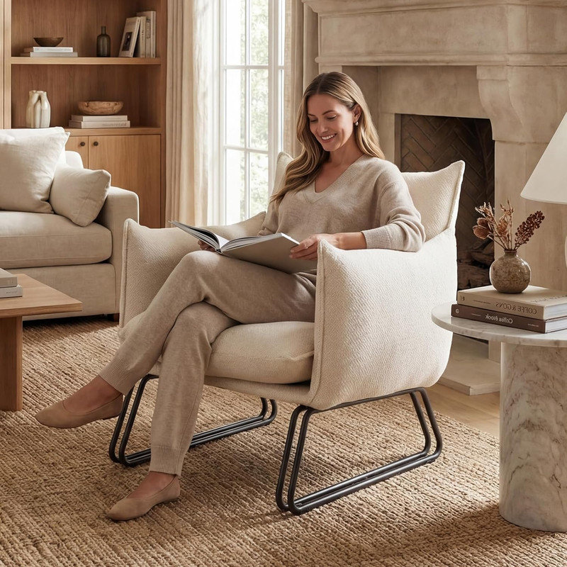 Beverli Accent Stool, Oatmeal