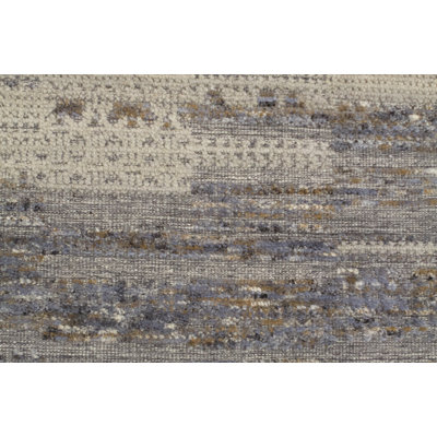 Tapis marocain rectangulaire à poils longs en laine beige / gris / brun