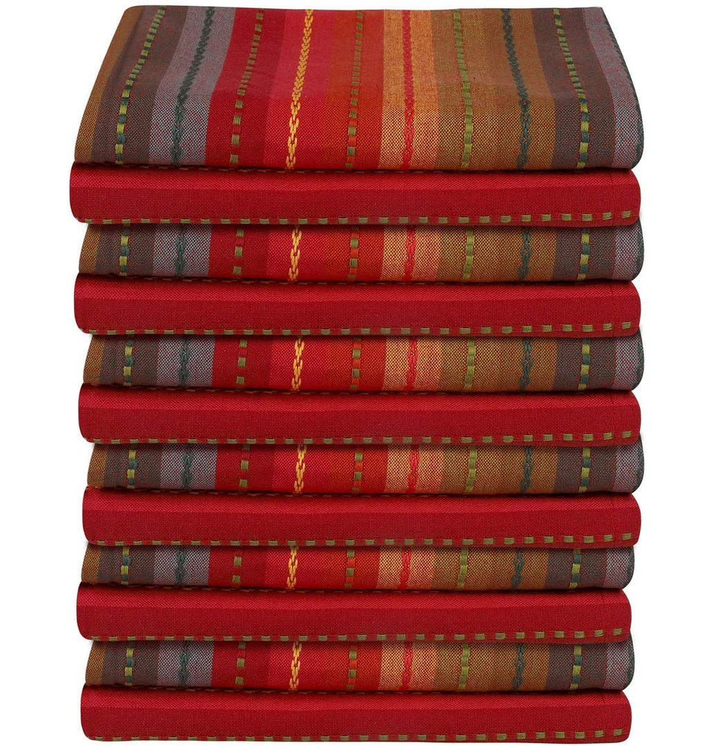 Aliss Cotton Striped Square Napkin (Set of 6) Dakota Fields