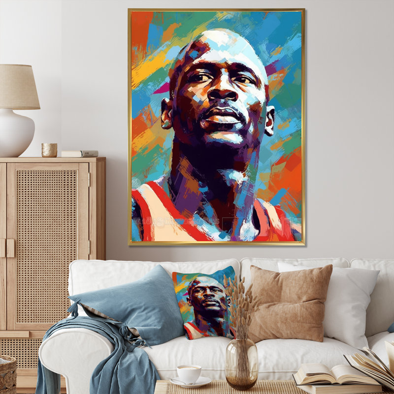 Mj The Best sur impression sur toile, H 32 po x l 16 po x P 1 po, Cadre flottant doré