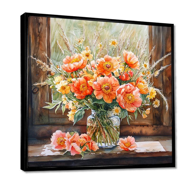 Kulik - Floral Wall Art, Floater Framed Print, Black, 16" H x 16" W