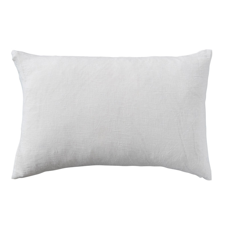 Ivory Linen Rectangular Lumbar Throw Pillow