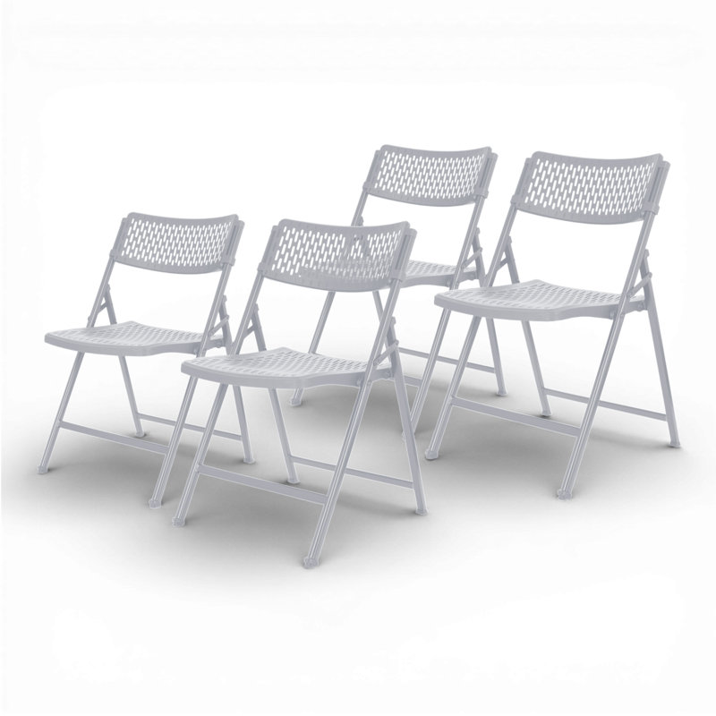 Ava Plastic Stackable Folding Chair Folding Chair Set, Platinum