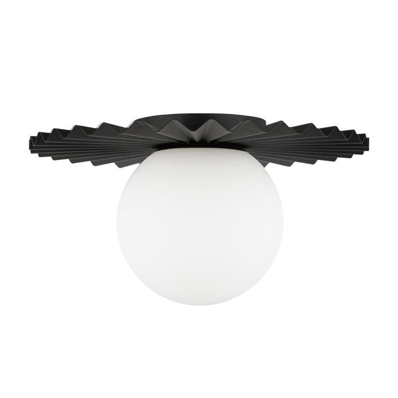 Laki Glass Flush Mount, Matte Black, 6.63" H x 11.88" W x 11.88" D