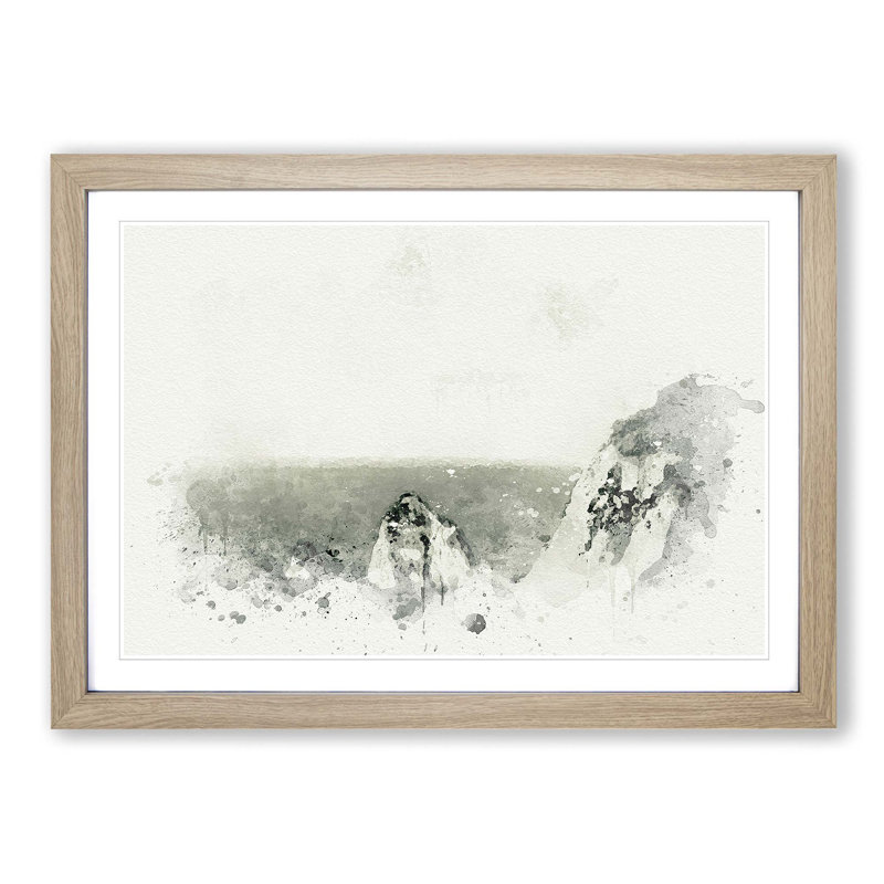Coastline in Zante Greece in Abstract - Picture Frame Graphic Art Print, Oak Framed, 27cm H x 36cm W x 2cm D