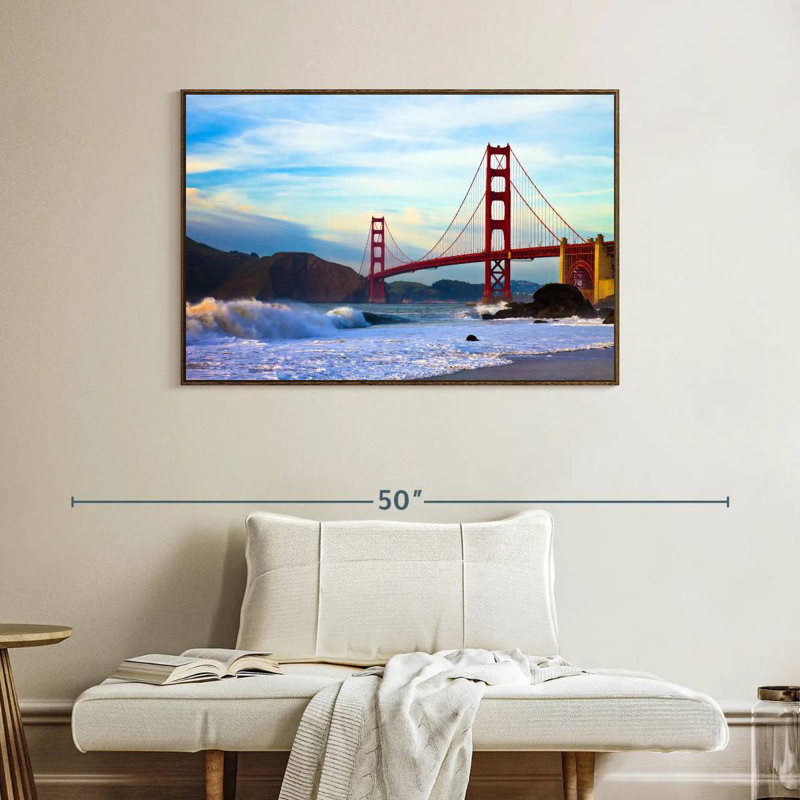 Golden Gate Bridge, San Francisco, Cadre flottant noyer, 40 po x 27 po