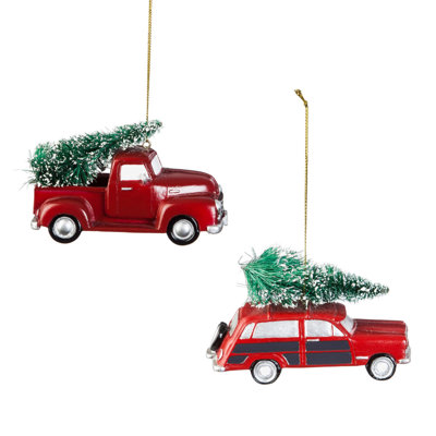 Ornement figurine suspendu pour camion de camion et camion de gare en polystone