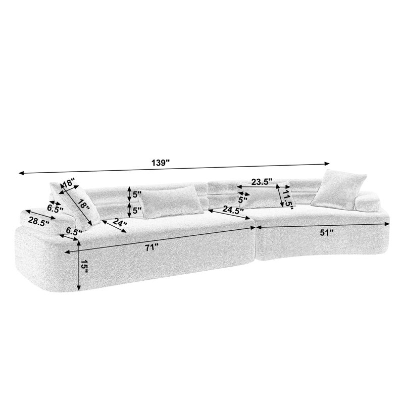 Canapé modulaire rembourré 2 pièces pour le salon, Mélange de polyester kaki