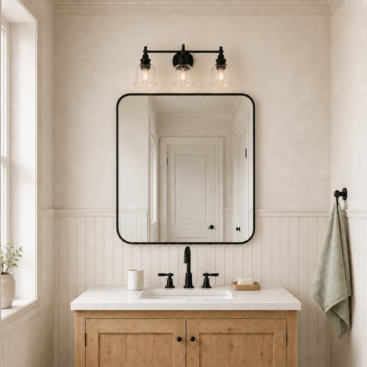 3-Light Dimmable Vanity Light, Black