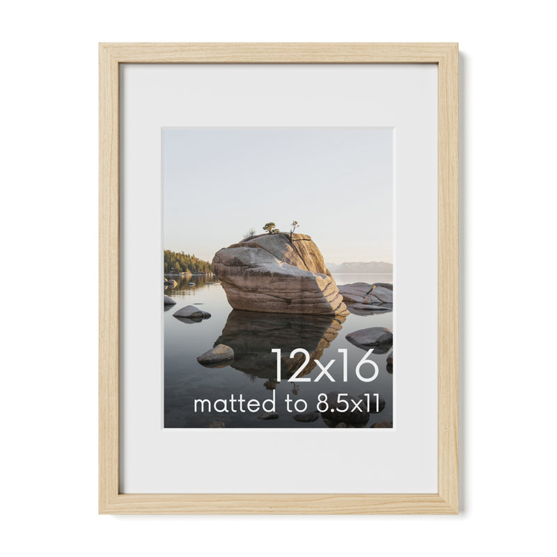 Cadre photo en bois massif avec verre, Beige, L 12 po x H 16 po
