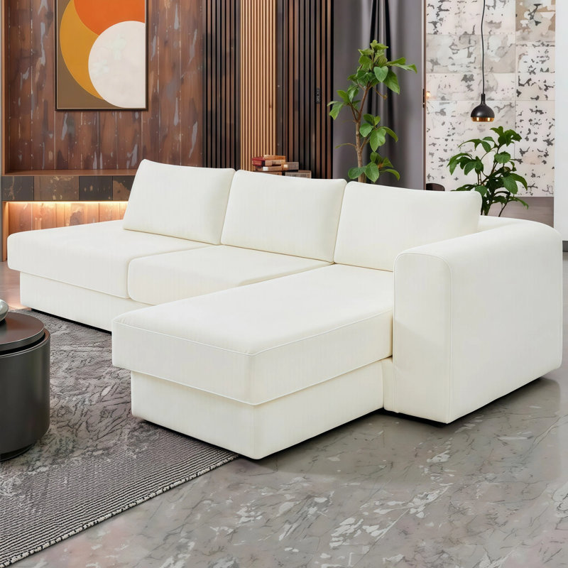 Ensemble de canapé modulaire en L CloudComfort - Canapé modulaire réversible en chenille avec coussins double couche, canapé d'angle de 113 po pour espaces de vie principaux