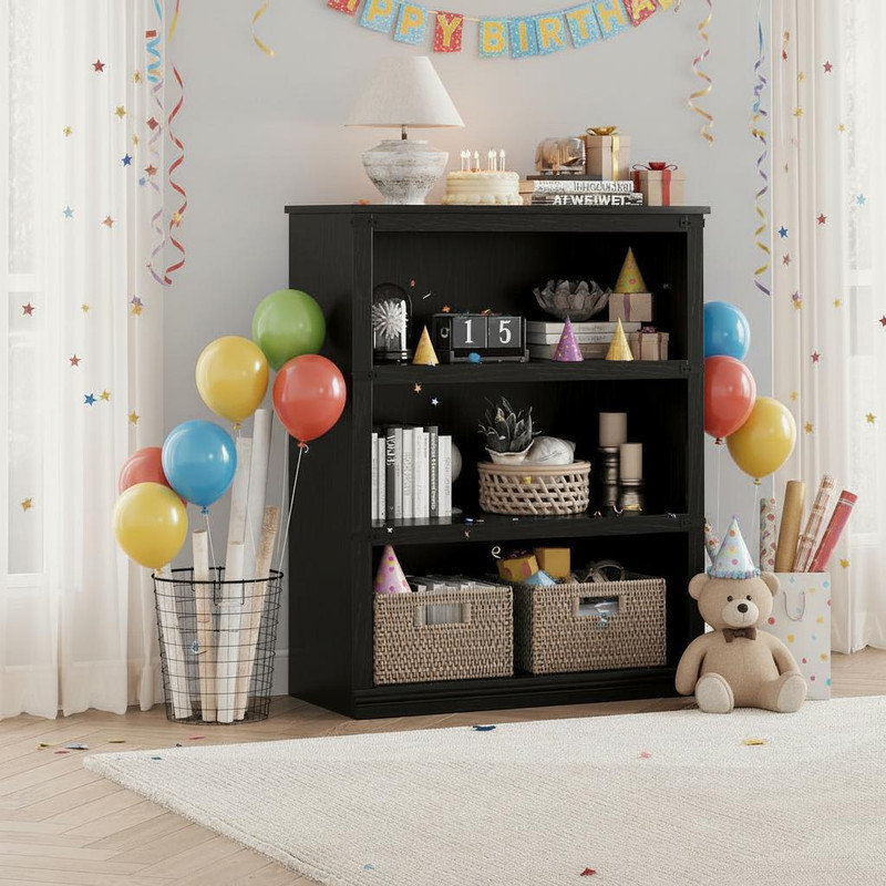 3 Tier Bookcase, Farmhouse Book Shelf with Storage, Low Book Case Wooden 3 Shelf Bookcase for Home Office, Living Room, Bed Room,39.9" H x 31.4" W x 12.2" D