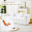 Canapé moderne sans os avec deux coussins décoratifs circulaires, tissu en polyester à poils longs texturé litchi doux pour la peau, canapé en mousse à carreaux