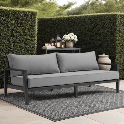 Canapé d'extérieur Wasserman en aluminium noir et gris foncé