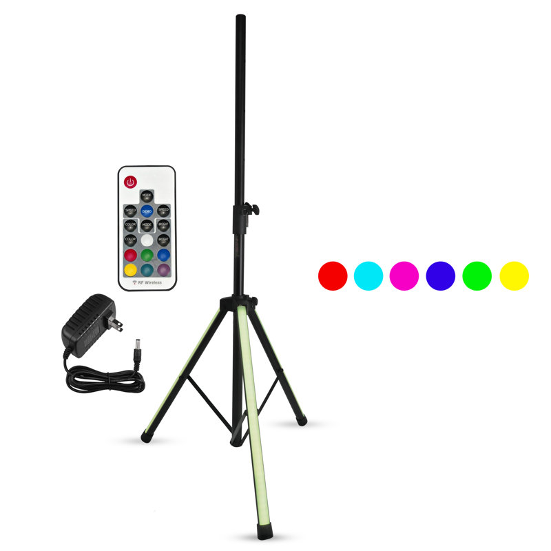 5 Core Universal Speaker Stand w Mount Bracket LED Lights Adjustable Height 40 - 72" Capacity 132lb