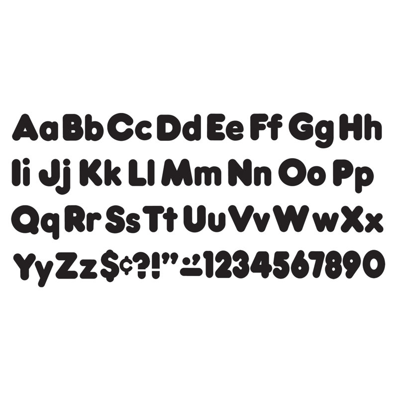 Ensemble de lettres noires décontractées majuscules / minuscules de 4 pouces