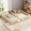 Structure de lit double minimaliste en pin massif minimaliste avec garde-corps pour chambre à coucher, lumière naturelle