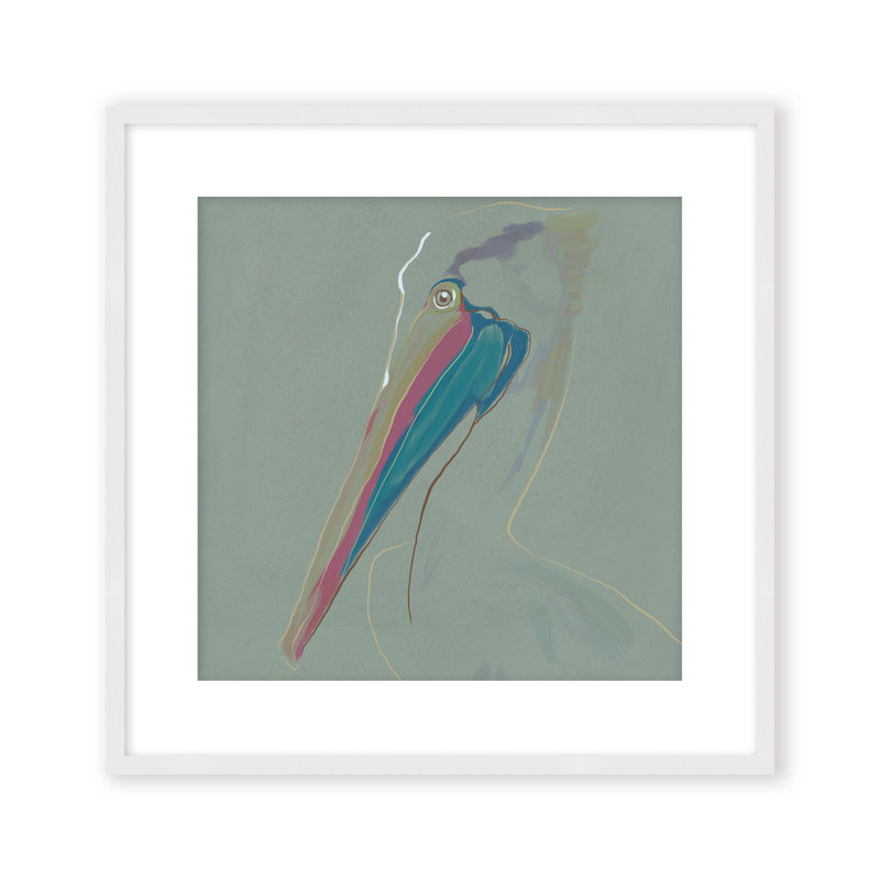 Coastal Retreat Coastal Drift: Pelican, 24" H x 24" W, Framed Matted Print, Gold