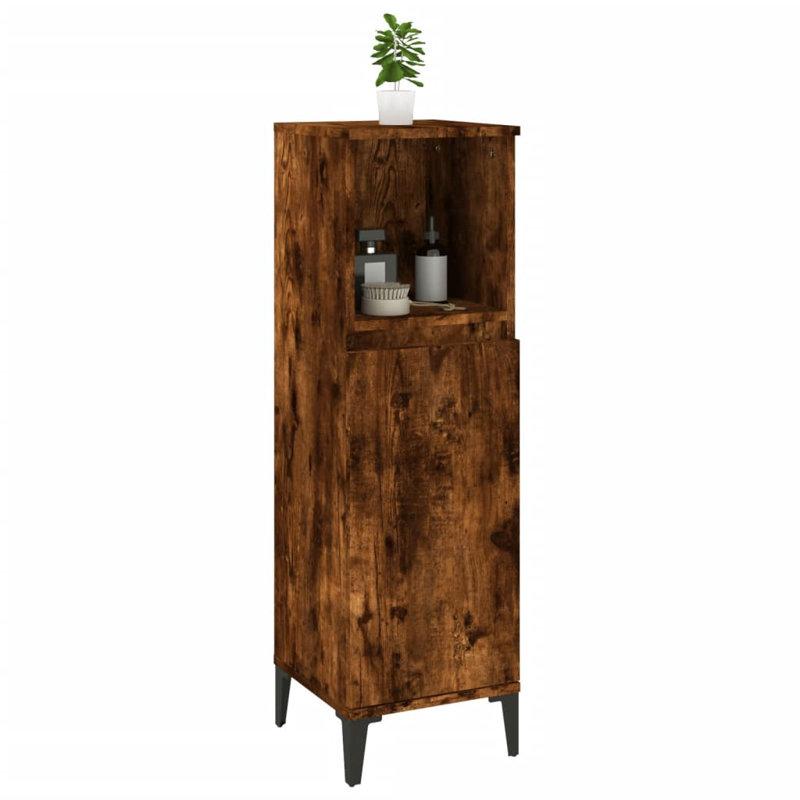 Aneita Freestanding Bathroom Cabinet, Smoked Oak
