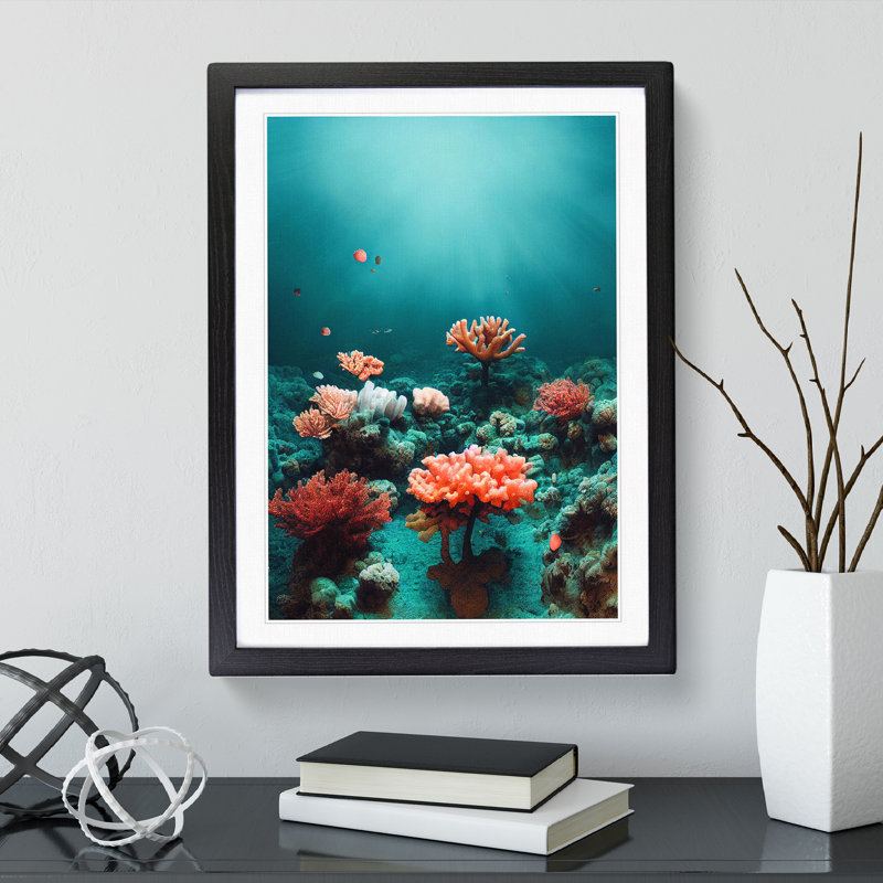 The Coral Reef - Framed Print, 34cm H x 25cm W x 2cm D, Black Framed