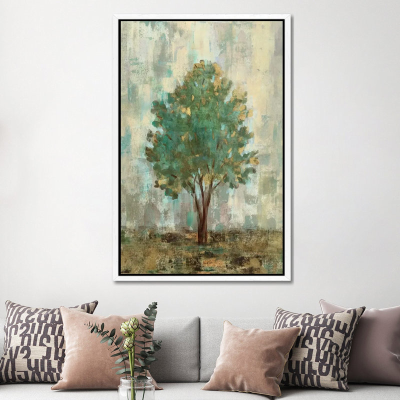 Verdi Trees II 1 Piece Wall Art on Canvas, 152.5 cm H x 101.5 cm W, White Floater Framed