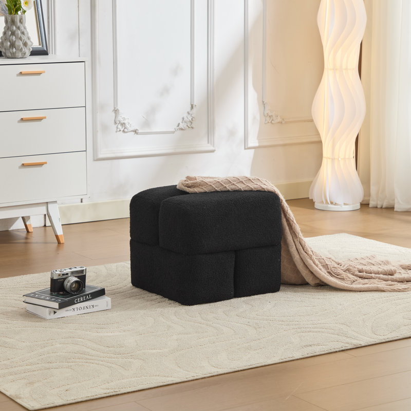 Repose-pieds en sherpa de 18,5 po Robertas, Noir