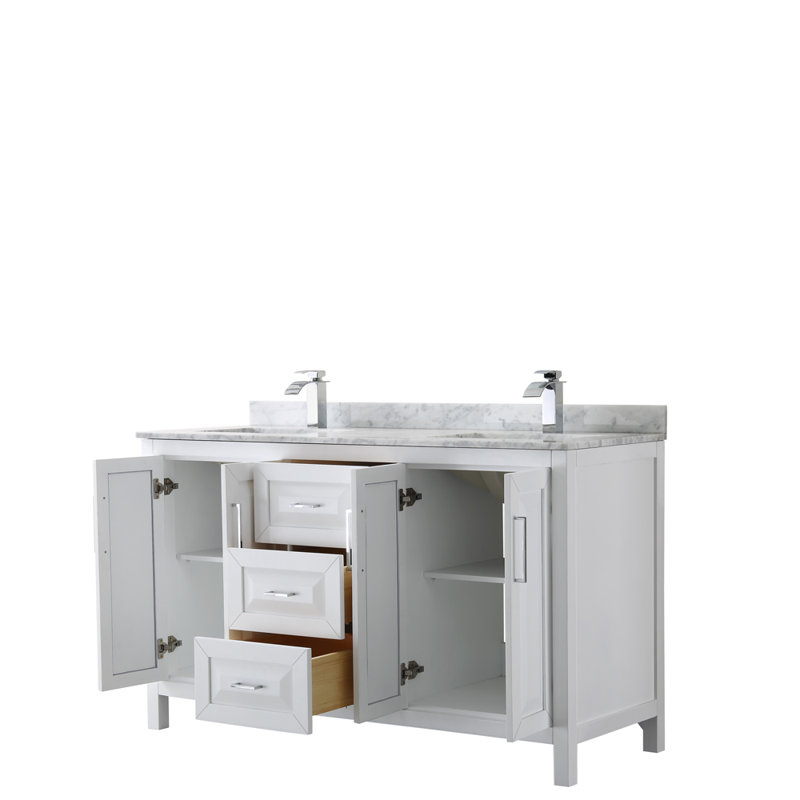 Daria 60'' W Double Vanity, White, Polished Chrome
