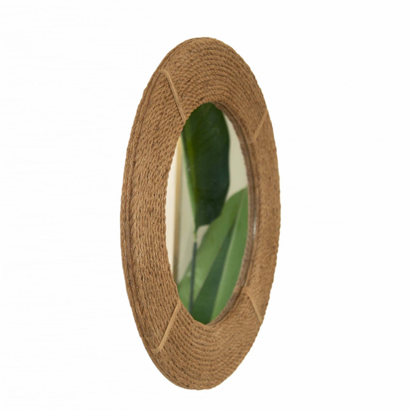 Miroir rond en chanvre tissé à la main