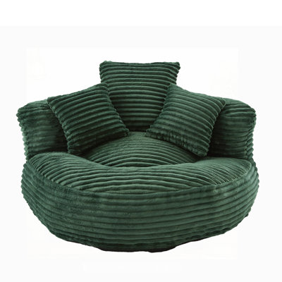 Oversized Corduroy Bean Bag Chair with 3 Pillows & Armrest, Perfect for Adults and Kids, Ultimate Comfort and Support