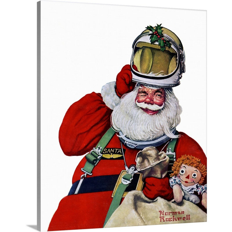 Space Space Santa, art mural sur toile, H 30 po x l 24 po x P 1,25 po, Toile tendue
