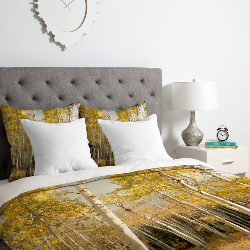 Ensemble de housse de couette Golden Aspen, Housse de couette pour grand lit et 2 taies décor