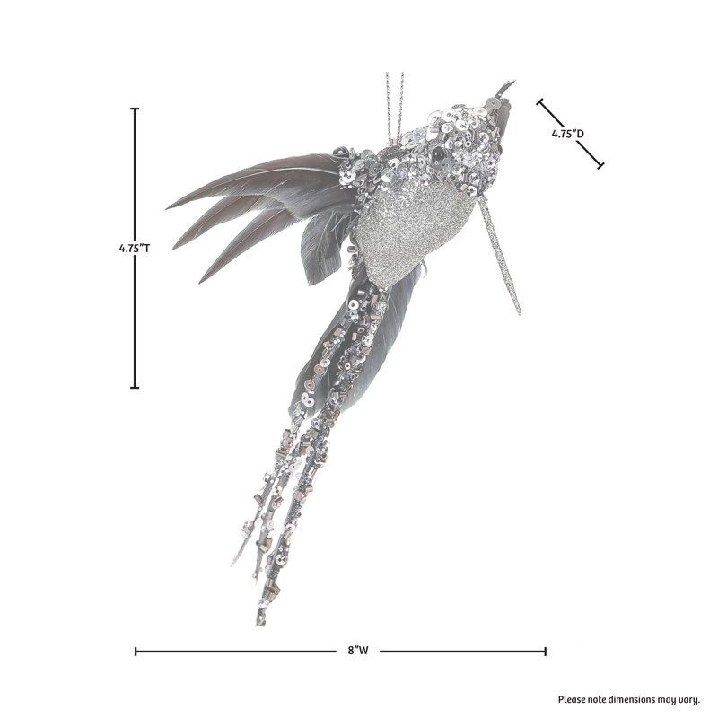 Fabric Animals Hanging Figurine Ornament, Silver Gray