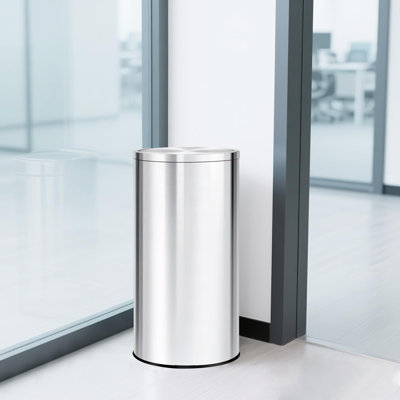 Poubelle en acier inoxydable 50L avec couvercle pivotant, poubelle de cuisine 13 gallons avec seau intérieur amovible pour le bureau à domicile