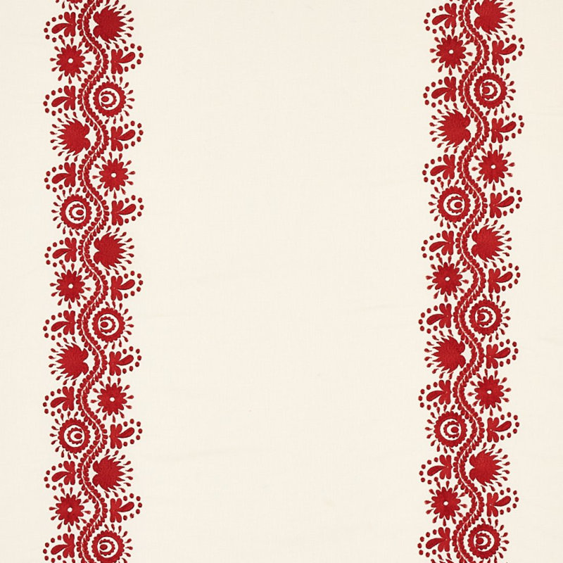 Theodora Embroidery Fabric, Red