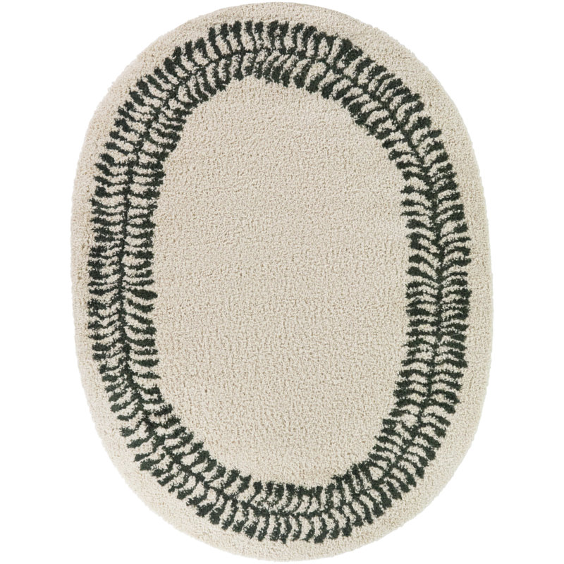 Tapis vert botanique à bordure botanique Grove, Ovale 5 pi 3 po x 6 pi 11 po