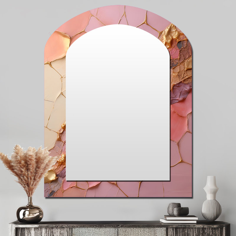 Pink Gold Minimalisme Poteries - Miroir mural rose moderne, 43 po x 33 po