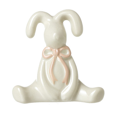 White Ceramic Bunny With Pink Bow