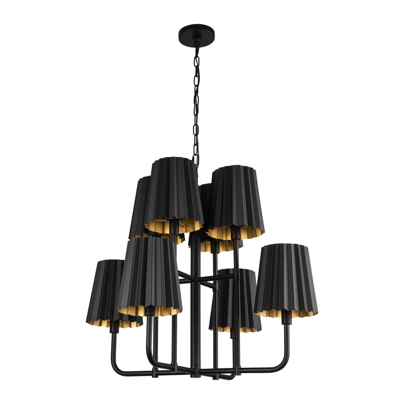 Lustre classique unique à 8 lumières Tindra, Noir mat