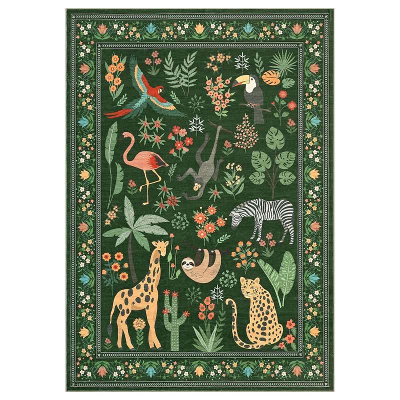 Soft & Durable Modern Area Rug - Dark Green Carpet for Living Room, Bedroom, Office - 5x7ft (152x213cm) - US Standard - Color: Dark Green