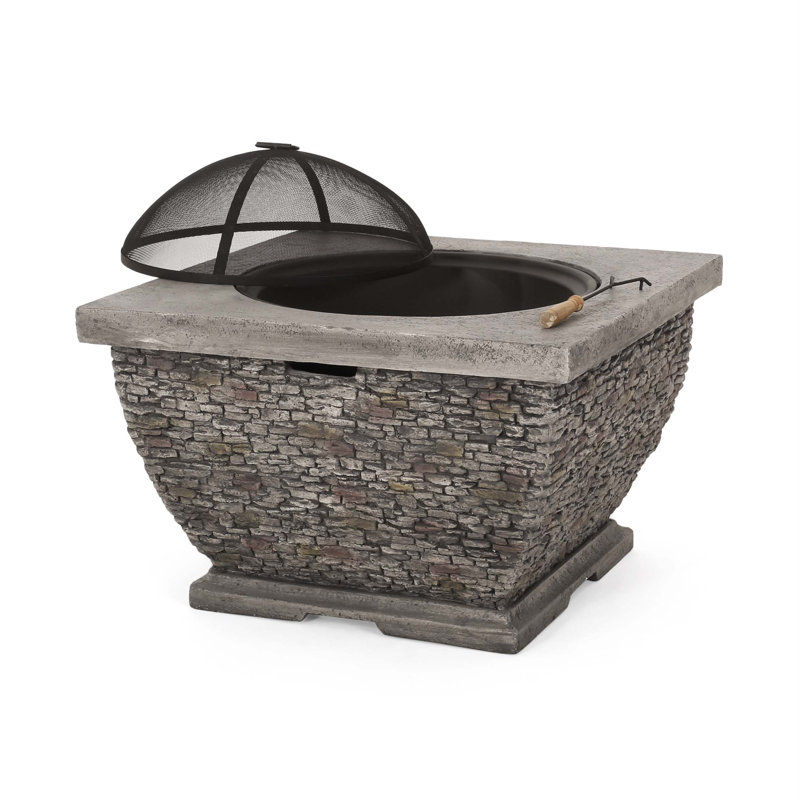Light-Weight Concrete Wood Burning Square Fire Pit