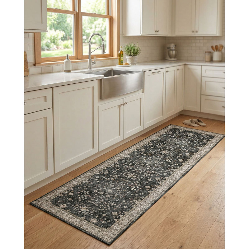 Tapis de couloir antidérapant et antidérapant Boho 2x6, Cendré