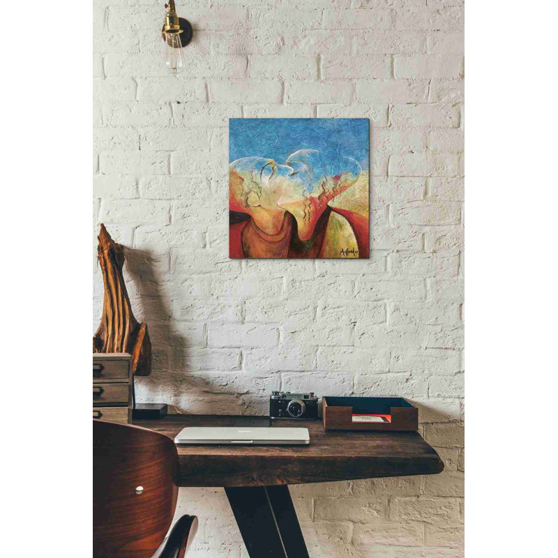 «The Kiss» par Sam Asllani, art mural sur toile, H 12 po x l 12 po