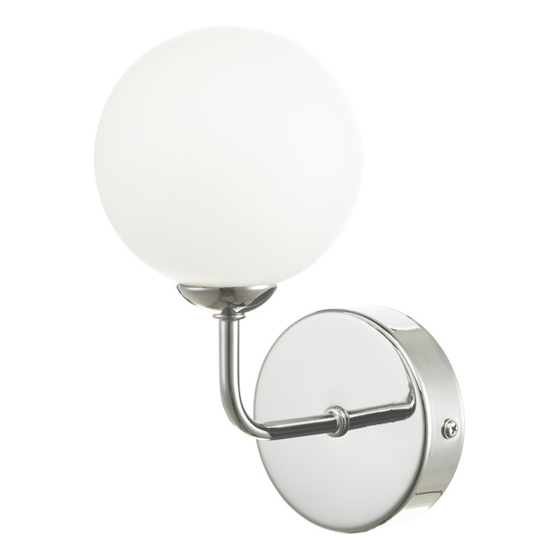 Wall Light, Polished Chrome, Opal Glass
